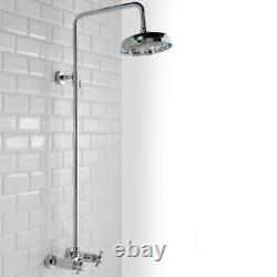 Traditional Thermostatic Mixer Shower Crosshead Valve Chrome Round Drench Head