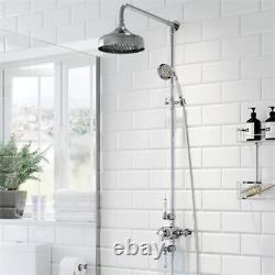 Traditional Thermostatic Mixer Shower Exposed Adjustable & Fixed Head Silver