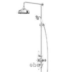 Traditional Thermostatic Mixer Shower Exposed Adjustable & Fixed Head Silver