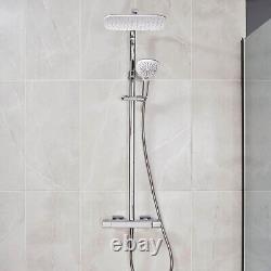 Triton Mixer Shower Twin Head Rear-Fed Exposed Chrome Thermostatic Diverter
