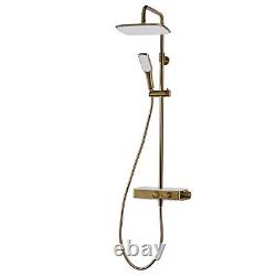 Triton Push Button Dual Head Thermostatic Bar Mixer Shower Brushed Brass