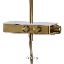 Triton Push Button Thermostatic Bar Mixer Shower Brushed Brass Riser Rail Head