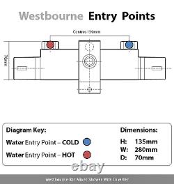 Triton Westbourne Chrome Bar Diverter Mixer Shower With Thermostatic Temperature