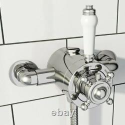 Victorian Thermostatic Bath Shower Mixer Riser Rail Kit Chrome Bathroom And Set