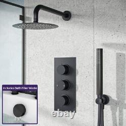 Wilden 3 Dial 3 Way Concealed Thermostatic Shower Mixer Valve Black Matte