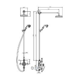 Windsor Traditional Bathroom Thermostatic Shower Mixer Dual Head Slide Rail Kit