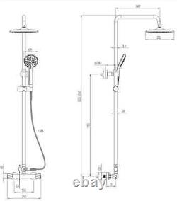 Barre de douche thermostatique Gainsborough GDRE avec pomme de douche réglable en forme de dôme