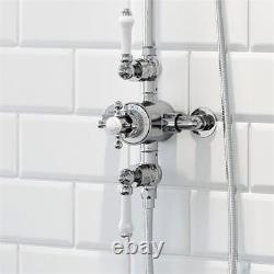 Douche Mélangeur Thermostatique Traditionnelle Exposée Tête Ajustable et Fixe Argenté