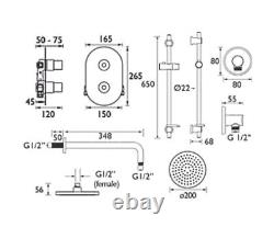 Douche mélangeur thermostatique encastré arrière Bristan Aspen Chrome Rrp £ 296.99