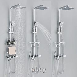 Ensemble de barre de douche exposée Thermostatic LED salle de bain Twin Head Large Square Chrome