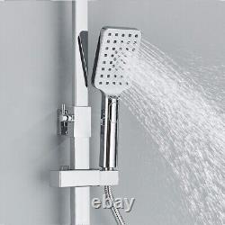 Ensemble de barre de douche exposée Thermostatic LED salle de bain Twin Head Large Square Chrome