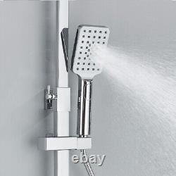 Ensemble de barre de douche exposée Thermostatic LED salle de bain Twin Head Large Square Chrome