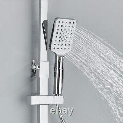 Ensemble de barre de douche exposée Thermostatic LED salle de bain Twin Head Large Square Chrome