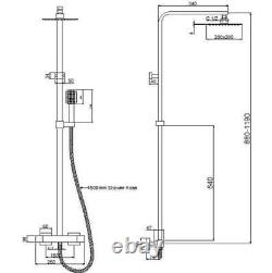 Ensemble de barre de douche thermostatique avec mélangeur pour salle de bain, carré, chrome, double tête, valve exposée