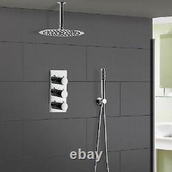 Ensemble de douche de salle de bain encastré thermostatique à deux voies et plafond mince rond 'Calla'