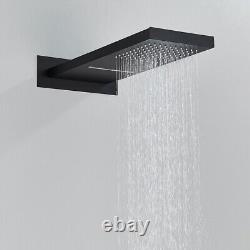 Ensemble de douche de salle de bain noir thermostatique dissimulé avec robinet mélangeur et pommeau de douche pluie cascade