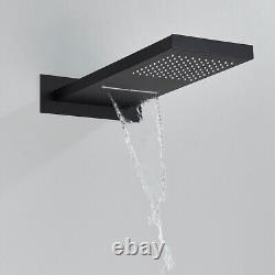 Ensemble de douche de salle de bain noir thermostatique dissimulé avec robinet mélangeur et pommeau de douche pluie cascade