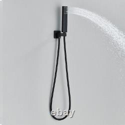 Ensemble de douche de salle de bain noir thermostatique dissimulé avec robinet mélangeur et pommeau de douche pluie cascade