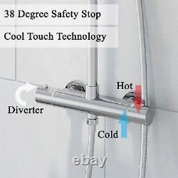 Ensemble de douche thermostatique à double tête Merano sur barre ronde en chrome avec valve apparente