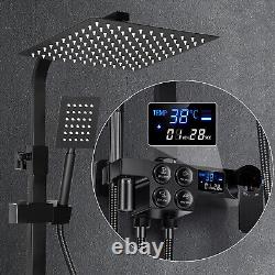 Ensemble de douche thermostatique avec mitigeur carré noir et double tête exposée de valve de salle de bain