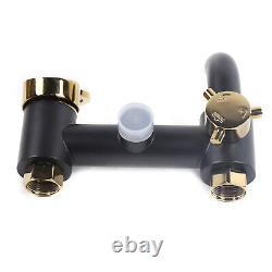 Ensemble de douche thermostatique avec mitigeur de salle de bain carré noir et double pommeau de douche - Kit de valve encastrée