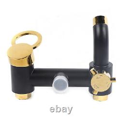 Ensemble de douche thermostatique avec mitigeur de salle de bain carré noir et double pommeau de douche - Kit de valve encastrée