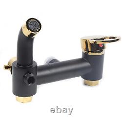 Ensemble de douche thermostatique avec mitigeur de salle de bain carré noir et double pommeau de douche - Kit de valve encastrée