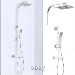 Ensemble de douche thermostatique avec mitigeur pour salle de bain, double tête carrée et ronde, barre exposée