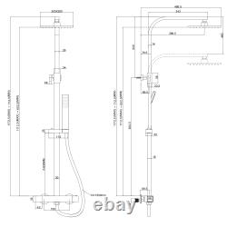 Ensemble de douche thermostatique avec mitigeur pour salle de bain, double tête carrée et ronde, barre exposée