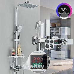 Ensemble de douche thermostatique avec tête de douche chromée et affichage LCD au Royaume-Uni