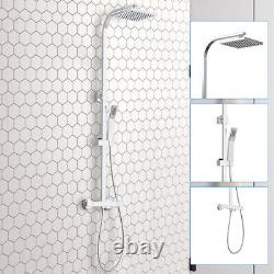 Ensemble de douche thermostatique moderne avec mitigeur, tête carrée en chrome et valve apparente pour salle de bain