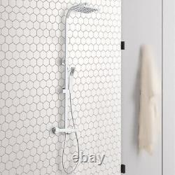 Ensemble de douche thermostatique moderne avec mitigeur, tête carrée en chrome et valve apparente pour salle de bain