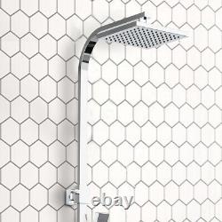 Ensemble de douche thermostatique moderne avec mitigeur, tête carrée en chrome et valve apparente pour salle de bain