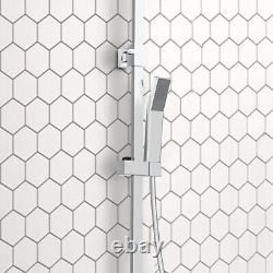 Ensemble de douche thermostatique moderne avec mitigeur, tête carrée en chrome et valve apparente pour salle de bain