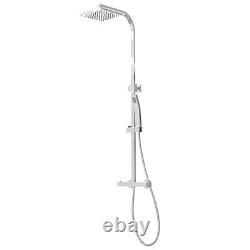 Ensemble de douche thermostatique moderne avec mitigeur, tête carrée en chrome et valve apparente pour salle de bain