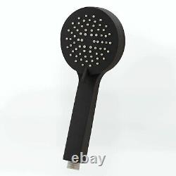 Ensemble de douche thermostatique noir mat pour salle de bain avec tête jumelle ronde et valve exposée