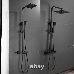 Ensemble de douche thermostatique noir pour salle de bain avec tête double ronde et vanne apparente - Bon marché.