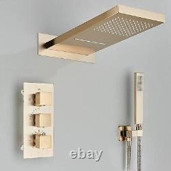 Ensemble de mélangeur de douche thermostatique encastré en or brossé pour salle de bain