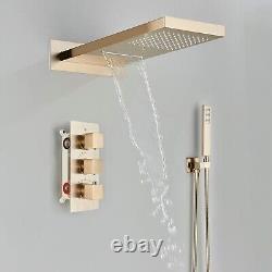 Ensemble de mélangeur de douche thermostatique encastré en or brossé pour salle de bain