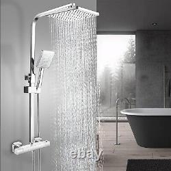 Ensemble de mitigeur de douche thermostatique carré EVOLVE en chrome avec kit de fixation facile approuvé WRAS