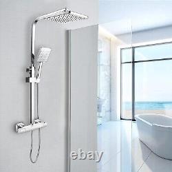 Ensemble de mitigeur de douche thermostatique carré EVOLVE en chrome avec kit de fixation facile approuvé WRAS