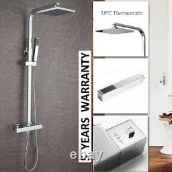 Ensemble de mitigeur de douche thermostatique carré EVOLVE en chrome avec kit de fixation facile approuvé WRAS