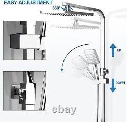 Ensemble de mitigeur de douche thermostatique carré EVOLVE en chrome avec kit de fixation facile approuvé WRAS