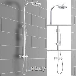 Ensemble de mitigeur thermostatique de douche avec tête de douche ronde carrée en chrome pour salle de bains.