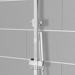 Ensemble de mitigeur thermostatique de douche avec tête de douche ronde carrée en chrome pour salle de bains.