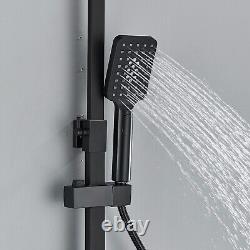 Ensemble de mitigeur thermostatique de douche de salle de bain avec tête jumelle, valve exposée noire et ensemble carré