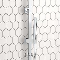 Ensemble de mitigeur thermostatique de douche exposé avec tête carrée ronde et valve en chrome pour salle de bains