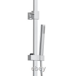 Ensemble de mitigeur thermostatique de douche exposé avec tête carrée ronde et valve en chrome pour salle de bains