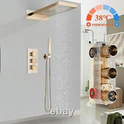 Ensemble de mitigeur thermostatique de douche, valve encastrée pour salle de bains, montage mural en or brossé