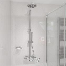 Ensemble de robinet de douche thermostatique à double tête carrée en chrome pour salle de bain.